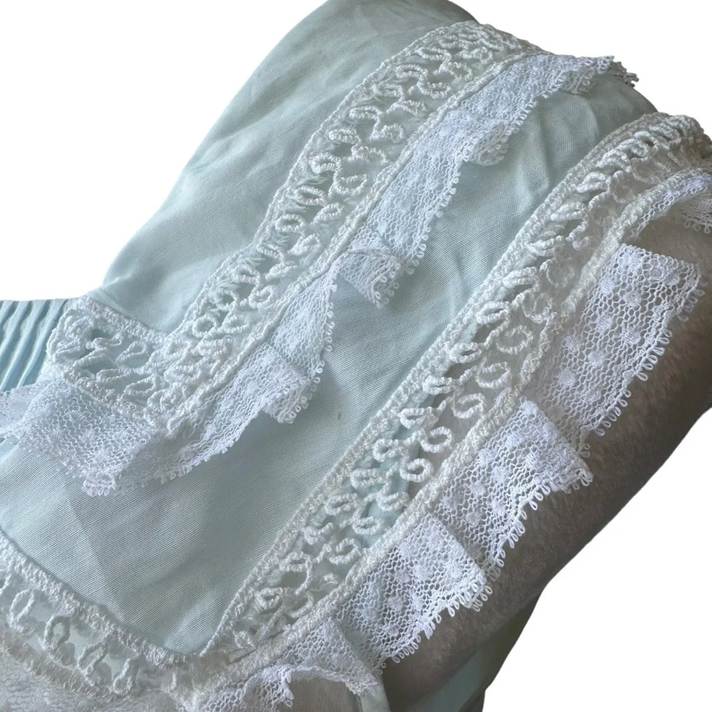 Vintage Barbizon Blue Lace Trim Nightgown Small Coquette